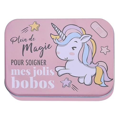 Unicornio Tiritas infantiles con licencia - Doos metálicos- 24 tiritas- Atractiva caja de diseño para guardar tiritas para niños- Tiritas adhesivas de diseño- Mochila