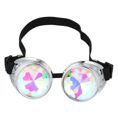 Ipetboom Fashion Steampunk Rave Kaleidoscope Glasses Light up Festival Goggles Rainbow Crystal Lens