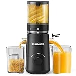 Juicer Machines, TUUMIIST Cold Press Juicer with 5.3" Extra Large Feed Chute Fit Whole Fruits & Vegetables Easy to Clean, High Juice Yield, BPA Free (Black)