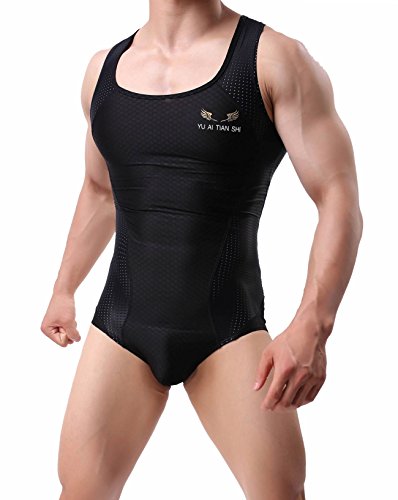 Brave Person Men's Fitness Sports Swimming Tights Sexy Jumpsuits Shapewear Bodysuits K01-03 (Xl / 33"-38'', 03 Black) #TOP25