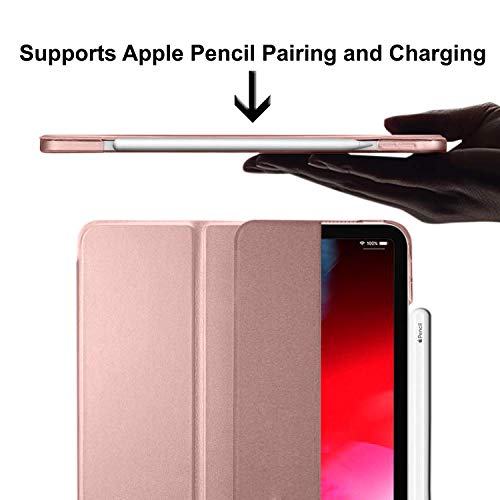 Image of DuraSafe Cases for iPad PRO 12.9 3 Gen 2018 [ iPad 12.9 Inch 3rd ] A1876 A2014 A1895 A1983 Trifold Hard Smart PC Translucent Back Cover - Rose Gold