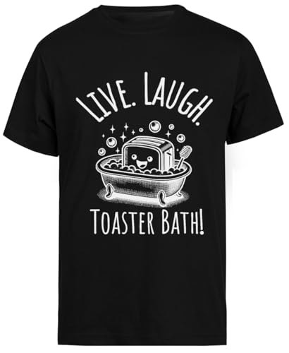 Live Laugh Toaster Bath Camiseta Negra De Manga Corta para Hombre