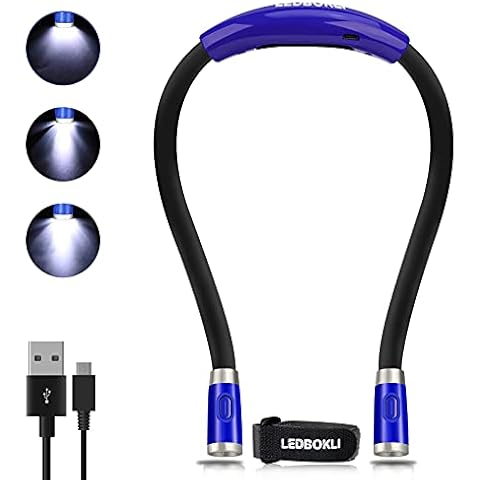 LEDBOKLI Neck Reading Light for Books in bed, 6 Brightness Level LED Book Light Rechargeable Neck Reading Light Hands Free Book Light for Reading at Night in Bed, Crochet, Knitting, Camping, Repairing Cover