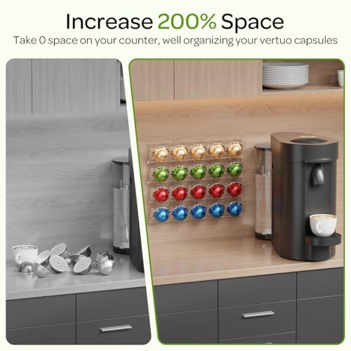 Image of LifeMoreasy Magnetic Coffee Pods Holder for Nespresso Vertuo & Dolce Gusto, Self-Adhesive Wall Mounted Capsule Organizer for Kitchen Cabinet Fridge(4 Packs for 20 Pods)