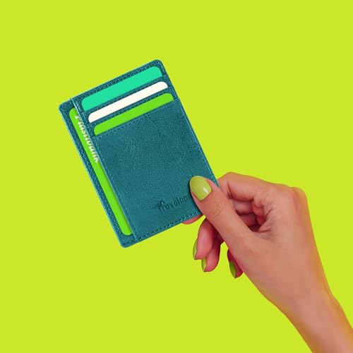 Image of Travelambo Slim Wallet Front Pocket Minimalist Leather RFID Blocking Medium Size