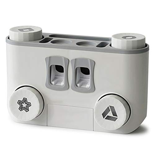 Preisvergleich Produktbild GreenAppoint Kein Drill hängend Wand Zahnbürste und Zahnpasta-Halter montiert Adhesive Zahnbürsten Organizer Wash-Box, Familienmitglieder Cups - Grau