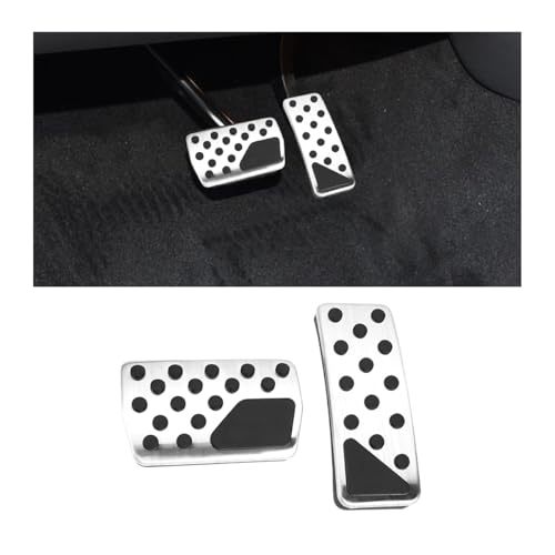 HZEL Car Pedal Cover, 2PCS Aluminum Alloy Vehicle Accelerator Gas Brake Pedal Pads, Non Slip No Drilling Auto Interior Foot Pedal Kit Compatible with 2011-2025 Grand Cherokee Durango(Silver)