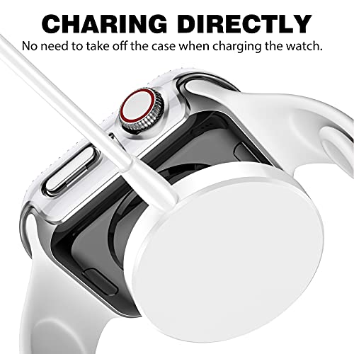 Charlam Bling Case Compatible with Apple Watch Cover 40mm SE iWatch Series 6 5 4 with Tempered Glass Screen Protector for Women Girls (White/Pink 40mm) - Thumbnail 3
