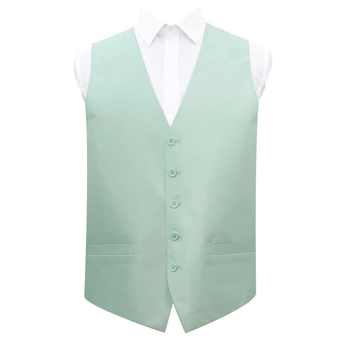 Dqt Men's Dusty Green Plain ’S Shantung Wedding Waistcoat – Formal Occasion Suit Vest – 38" (M)