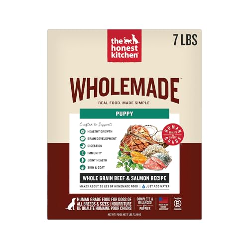 Image of The Honest Kitchen Human Grade Wholemade Whole Grain Beef & Salmon Dehydrated Puppy Dog Food, 7lb Bag (Makes 28lbs)