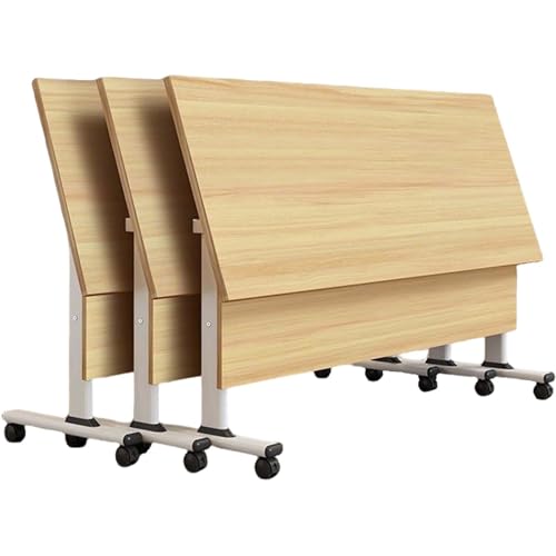 Bureau pliable à roulettes – Table de conférence à roulettes pour bureau à domicile, étude et réunions compactes – Table d'écriture peu encombrante