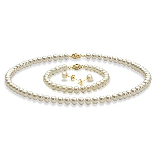 White 5-6mm AAA Quality Freshwater Cultured Pearl Set for Women