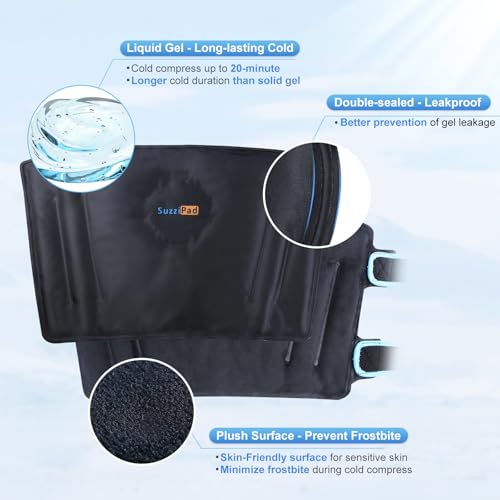 Image of SuzziPad Forearm & Elbow Ice Pack Wrap, Reusable for Tennis & Golf,Black