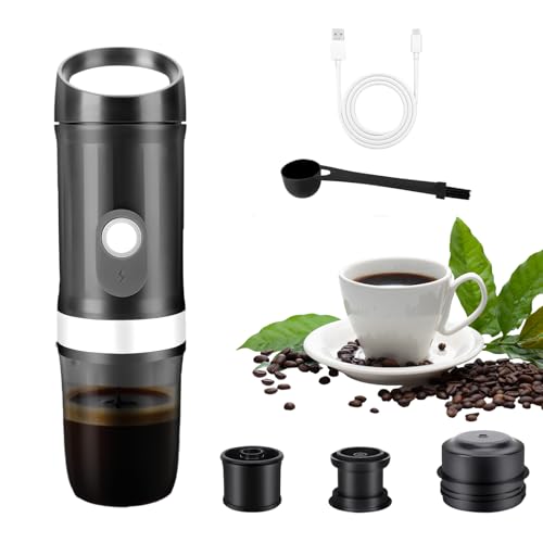 BEIYUANYA Portable Espressos Coffee Maker, Travel Camping Coffee Maker, 20 Bar Pressure Portable Espresso Machine Compatible with Big Capsule, Small Capsule for Camping Travel, Office, Home (Black)