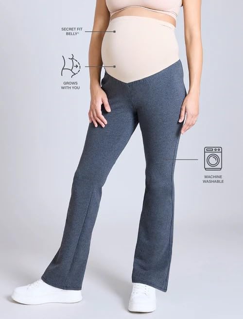 Motherhood Maternity Womens Essential Full Length Secret Fit Over The Belly Flare Pregnancy Yoga Pants - Image 6