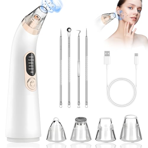 Bwaliffury Aspiratore Punti Neri Professionale,Blackhead Remover Vacuum, Aspira Brufoli e Impurità con 4 Testine e 5 Modalità di Aspirazione, Elettrico Comedone per Pulizia Viso e Rimozione Pori