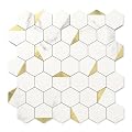 OYASIMI 20-Sheet Heavy-Duty Hexagon Peel and Stick Backsplash, Thick Waterproof &Heat Resistant Stick on Wall Tiles, Marble White Mosaic for Kitchen & Bathroom, Strong Adhesive Permanent PVC Tiles