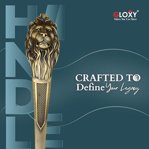 Image of GLOXY Premium Antique 15 inch Lion Shaped Main Door Handle with 10 inch Hole-to-Hole Spacing - Decorative Push & Pull Aluminium Wooden & Glass Door Handle for Home, Hotel, Office & Banquet Hall - Pack of 1
