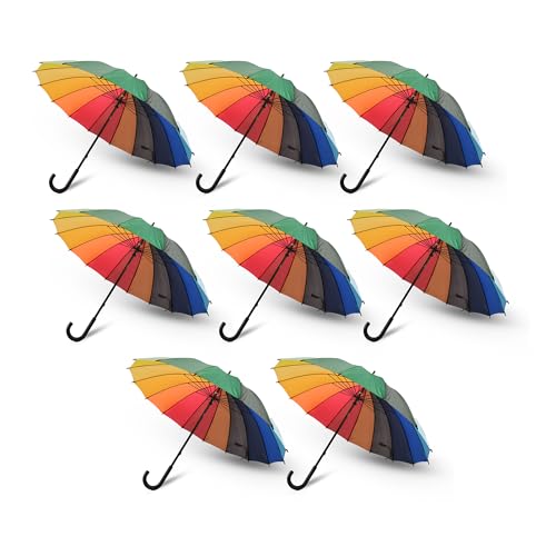 Parapluies pliants multicolores lot de 8 modèle 98 cm diamètre en polyester résistant