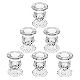 BTGLLAS Glass Taper Candle Holder Set of 6 - Clear Crystal Candlestick Holders for Tapered Candles, Elegant Candle Stick Holder Set for Wedding Party Christmas Thanksgiving Festival (6, Transparent)
