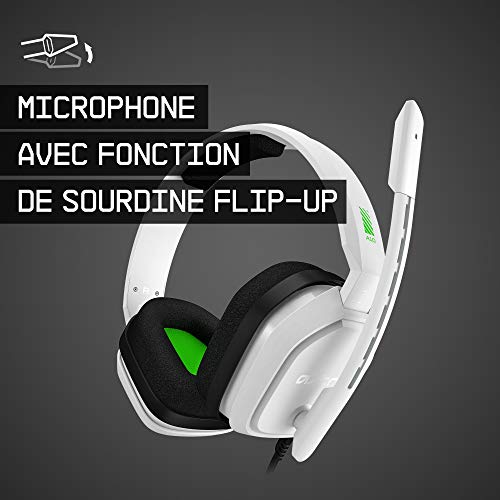 ASTRO Gaming A10 Casque Gamer, Léger et Résistant, Audio, 3,5mm Audio Jack, Compatible avec Xbox Series X|S, Xbox One, PS5, PS4, Nintendo Switch, PC, Mac, Smartphone - Blanc/Vert