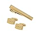 Personalized Gold Beveled Edge Cufflinks & Tie Clip Set Monogram Custom Engraved Free - Men’s Formal Gift - Ships From USA