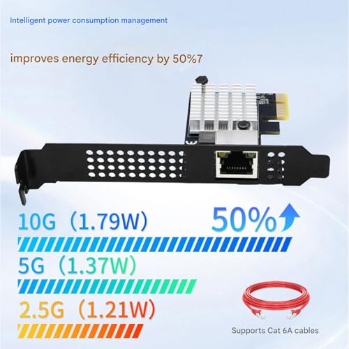 QINGFAN Tarjeta de Red PCIE4.0 1X 10Gbps con Puerto RJ45 para Transferencia de Datos Rápida y Baja Latencia miniatura 7