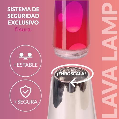 Lámpara de lava Fisura original para regalo con base plata cromada 6