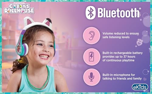 Image of Gabbys Dollhouse Bluetooth Headphones for Kids, Wireless Headphones