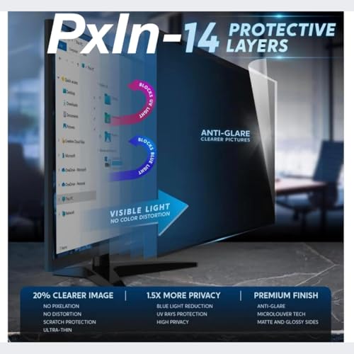 Image of PxIn Smart Eye 20.1 Inch (4:3) Privacy Screen Filter - NO Eye Strain | Anti-Blue Light + Anti-Glare | Privacy Screen Protector
