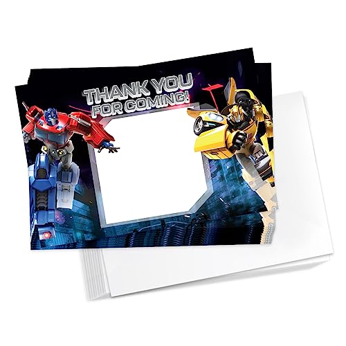 Cartes de remerciement Transformers lot de 10 enveloppes pour cadeaux d'anniversaire enfants