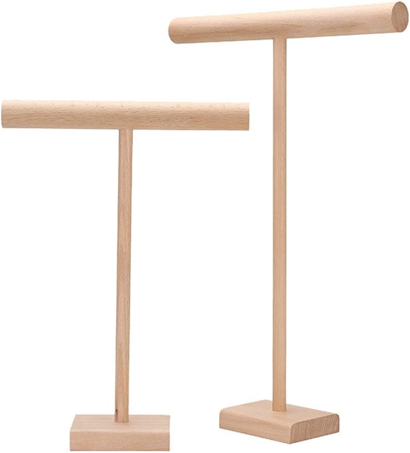 2 Pcs Hanging Necklace Display Rack Nordic Vertical Solid Wood Jewelry Rack Household Storage Necklace Rack (Color : A, Size : As Shown) (A As shown)