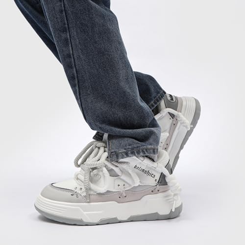 Couple's Faux - Leather Chunky Sneakers, Lightweight and Breathable. Suitable for Walking, Tennis, Running, with Height - Increasing Design. Perfect for Casual and Stylish Looks.3