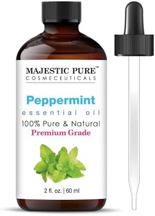 MAJESTIC PURE Peppermint Essential Oil | 100% Pure and Natural Peppermint Oil | Premium Grade Essential Oils for Hair Care, Home Diffusers, Skin, Aromatherapy, Massage and Humidifiers | 2 fl oz