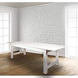 Flash Furniture HERCULES Series 9' x 40' Rectangular Antique Rustic White Solid Pine Folding Farm...