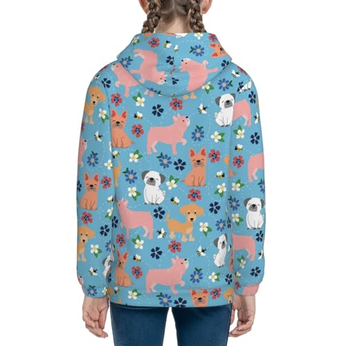 Cute Colorful Puppy Kids Pullover Hoodies Boys Sweatshirts Girls Athletic Clothes with Pocket4