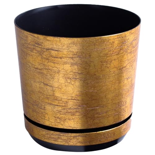 KERD Blumentopf 26 cm, Antikes Gold (014), dekorativ, hochwertig, aus recyceltem Material, mit Drainagesystem, mit Untersetzer, handbeklebt, Vintage, stilvoll, rustikal, klassisches Interieur, Retro KERD Blumentopf 26 cm, Antikes Gold (014), dekorativ, hochwertig, aus recyceltem Material, mit Drainagesystem, mit Untersetzer, handbeklebt, Vintage, stilvoll, rustikal, klassisches Interieur, Retro