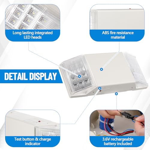 Image of Baquler 8 Pack LED Emergency Lights for Business with Battery Backup, Commercial LED Emergency Square Lighting Wall Mount, Ac 120 /277V, Hard Wired, Fire Resistant, Ul Certified