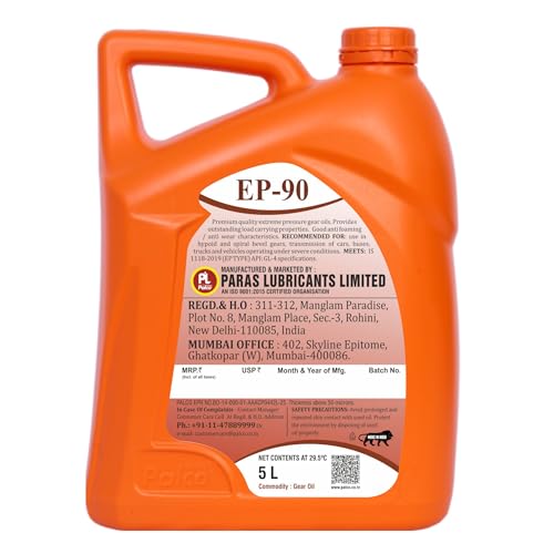 Image of PALCO EP 90 Extreme Pressure Gear Oil for Gear Box 5 Litre (Pack 1) | API GL 4 Gear Oil for Cars, Buses & Trucks High Performance Heavy-Duty for Smooth Transmissions, Superior Protection