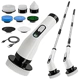 Electric Spin Scrubber for Cleaning - Cordless Power Scrubber with Adjustable Extension Handel & 7 Replaceable Brush Heads, IPX7 Waterproof, for Bathroom, Shower, Tub, Tile, Kitchen & Wall