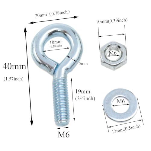 Image of Yukata 1 /4 inchx 3 /4 inch Male Thread Machinery With Nut Shoulder Lifting Ring Eye Bolt Hook - Marine Expansion Grade 12 Set