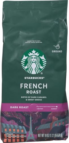 Image of Starbucks Ground Coffee, Dark Roast Hot or Iced Coffee, French Roast, 18 oz (Pack of 2)