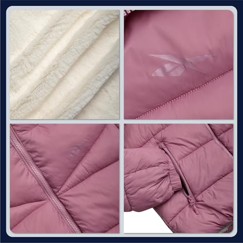 Image of Reebok Girls Winter Coat - Heavyweight Quilted Sherpa Lined Parka Puffer Jacket - Warm Winter Jackets for Girls