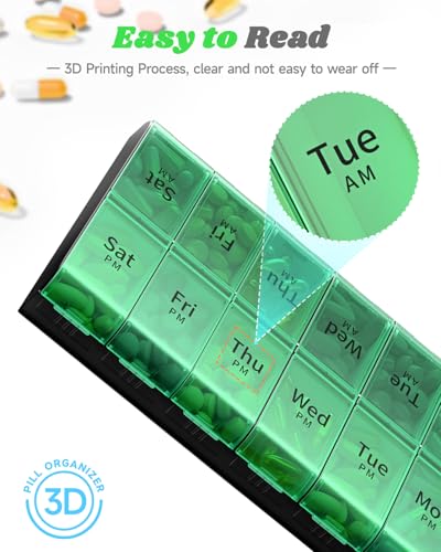 Image of Extra Large Pill Organizer 2 Times a Day, XL 7 Day Pill Box AM PM, Jumbo Weekly Pill Case, Daily Night Oversized Medicine Organizer, Vitamin Holder, Big Pill Container, Twice a Day Pill Organizer | Easy-Open,High-Capacity,Easy-Open,Senior-Friendly,AM /PM,Weekly-Tracking,BPA-Free,Long-Lasting