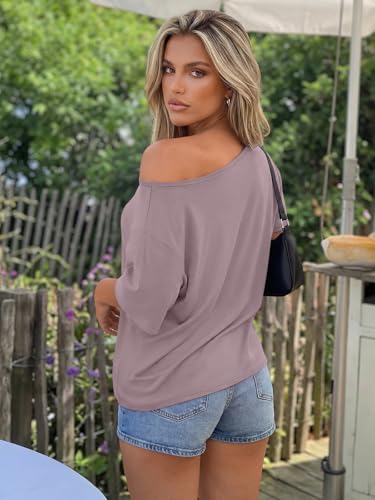 Image of Trendy Queen Womens Off the Shoulder Tops Oversized Summer Spring T-Shirts 2026