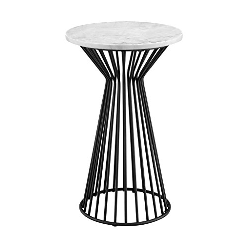 Madison Parkmadison Park Marbury Side Table Small Stylish Bedroom Nightstand Metal Wire Hour Glass Frame Marble Top Mid Century Modern Luxe Accent Furniture For Living Room White Black 15 Wide Dailymail
