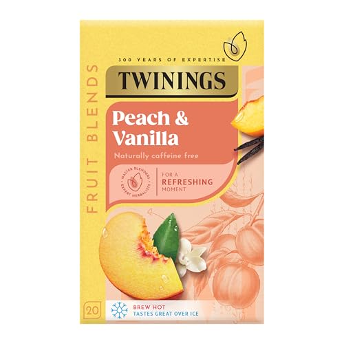 Twinings Peach cooler Herbal Infusion. 20 tea bags. Sweet, Velvety, Indulgent Caffeine Free