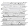 TNLQG-01 White Glass with White Carrara Marble Mosaic Tile-Kitchen and Bath backsplash Wall Tile (1 Sheet)