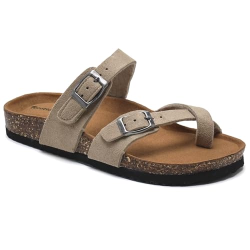 Image of Torotto Boys Girls Sandals with Cork Footbed Adjustable Buckle Casual Flip Flops Sandals Open Toes Flat for Kids Toddler