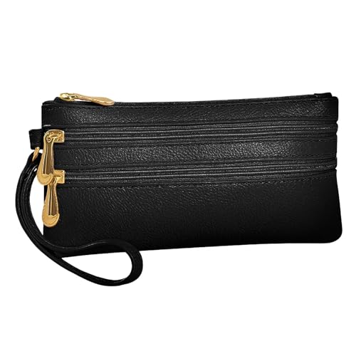 Wallet for Men Women,Compact Wallet with Zipper Coin Purse Mini Pouch Change Pocket Organizer for Cards Cash,Black-1